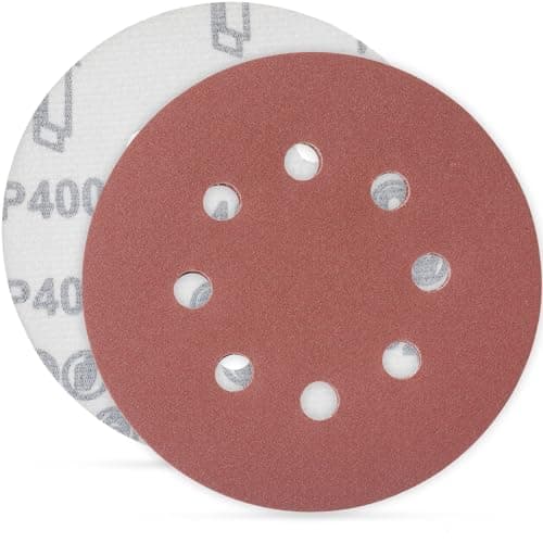 Image of YoiYee 400 Grit Sanding Discs Pads, 8 Holes, 125mm/5-inch Hook and Loop Quick Change Sandpaper Sheet for Random Orbital Sander, 20 Pack