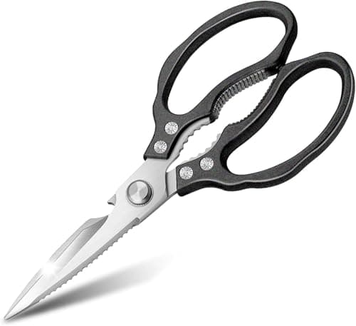 Image of CGBE Kitchen Scissors, Multi-Purpose Kitchen Shears, Heavy Duty Dishwasher Safe Food Scissors, Non Slip Stainless Steel Sharp Cooking Scissors (Black)