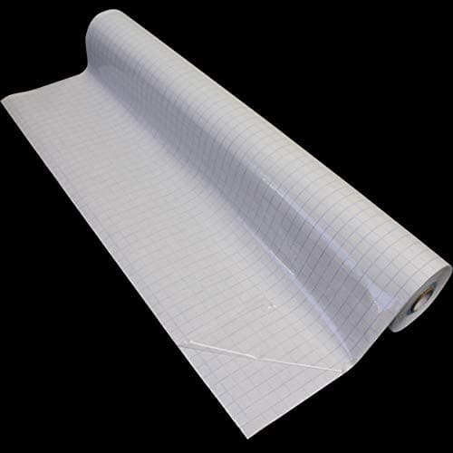 Image of Bright Ideas Book Covering Film Clear 500mm x 25m Roll, Water Based Self Adhesive with Cutting Grid. Book Cover Protector Film Roll. BI9017.