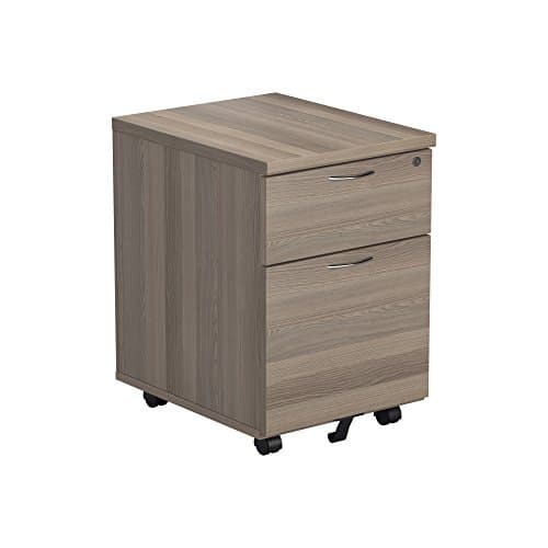 Image of Office Hippo Heavy Duty 2 Drawer (1 for Filing) Mobile Pedestal Filing Cabinet, File Cabinet, Office Cabinet with Anti-Tilt Mechanism & Lockable Office Storage, 5 Year Wty - Grey Oak