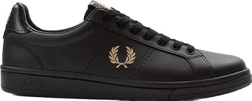Image of Fred Perry Mens Womens Unisex B721 Leather Tab Court Trainers Sneakers in Black Size 5 UK 38 EU