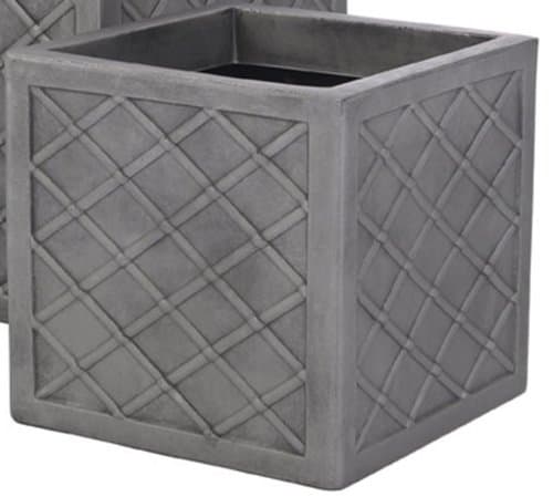 Image of Sankey Lazio 32CM Square Plastic Planter Plant Pot Lattice Slate Grey Colour