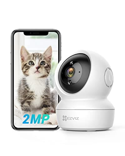 Image of EZVIZ Indoor Camera 2.4GHz Wifi, Pet Camera, Baby Monitor, Motion Detection, Auto Tracking, Smart Night Vision, 2 Way Audio, Alexa Compatible, C6N WH
