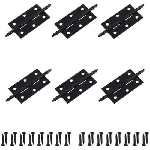 Image of UFURMATE Antique Cabinet Hinges, 6Pcs Antique Decorative Hinges with Ball Ends Cabinet Cupboard Door Hinges Decorative Folding Butt Hinges (Black)