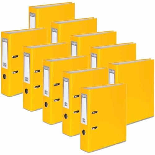 Image of OFFICE CENTRE 10x Yellow A4 Large 75mm Lever Arch File Folder Metal Edge Strengthened Stationery Document Archive Paper Storage Office School Home Easy Filing System 15 Colour Coding Wide Spine