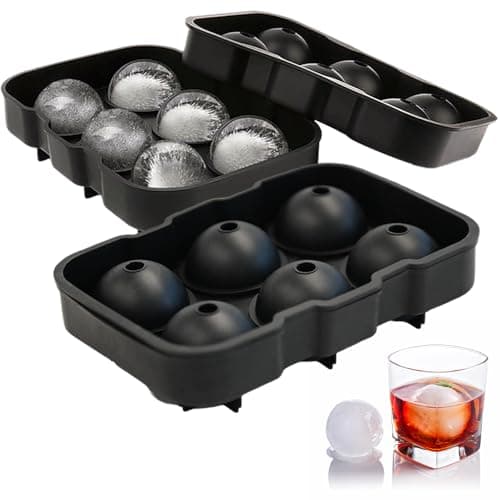 Image of Ram® Pack of 2 Frozen Ice Ball Maker Whiskey Drinks Party BBQ Cocktail Silicone Ice Cube Ball Maker BPA Free