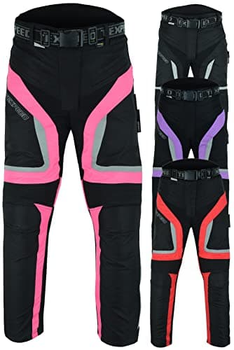 Image of Texpeed Womens Motorcycle Biker Trousers Ladies Cordura Waterproof Textile With Protective Motorbike Armour (EN 1621-1) Pink - 36W / 30L
