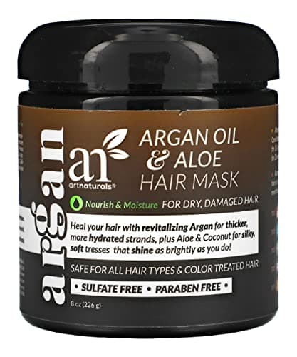 Image of ArtNaturals Argan Hair Mask – (8 Fl Oz / 236ml) – Deep Conditioner Treatment - Organic Jojoba Oil, Aloe Vera, Keratin - Repair Dry, Damaged, Color Treated, Natural Hair Growth - Sulfate Free