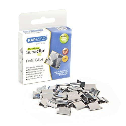 Image of Rapesco RC4050SS Supaclip 40 Stainless Steel Refill Clips, Pack of 50