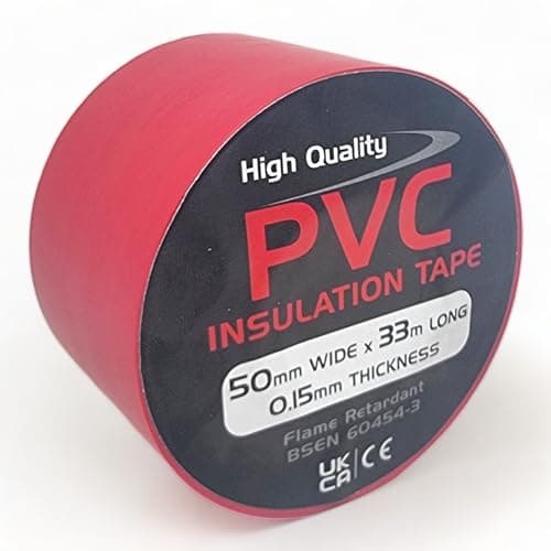 Image of 1 Roll of Red PVC Electrical Insulation Tape, 33m Long x 50mm Wide, Adhesive Insulating Tape for Protecting Electrical Wires