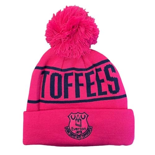 Image of Everton Official Toffee's Tonal Pink Bobble Hat, Adult