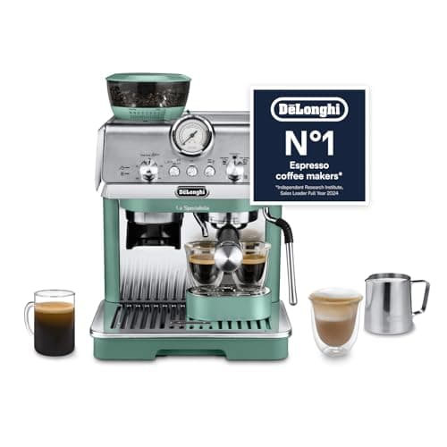 Image of De'Longhi La Specialista Arte EC9155.GR, Barista Pump Espresso Machine, Bean to Cup Coffee and Cappuccino Maker, 8 Grinding Settings, MyLatte Art Frothing Wand, 1550W, Green