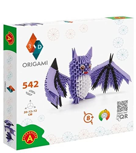 Image of Alexander Origami 3D 501830-3D Origami Bat - Beautiful 3D Paper Sculpture with Patented Components and Easy-to-Clear Building Instructions, 542 Pieces, 20 x 12 x 12 cm, from 8 Years