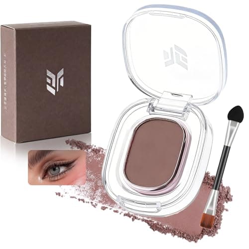 Image of Warm Taupe Matte Single Eyeshadow Compact with Brush – Neutral Milk Tea Brown Shade, Smooth Blendable Powder, Long Lasting Waterproof Formula, Natural Contour Eye Colour for Everyday Wear