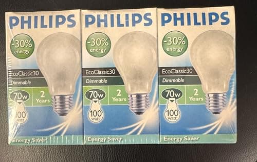Image of CEW COLCHESTER ELECTRICAL WHOLESALE LTD 70Watt ES Pearl E27 Screw in GLS Dimmable Light Bulb 3Pack Halogen **Old Style**