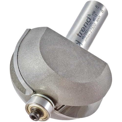 Image of Trend Professional Two Flute Guided Cove Router Cutter, 19.1mm Radius, 1/2 Inch Shank, 50.8mm Cut Diameter & 25.4mm Cut Length, Two Bearings, Tungsten Carbide Tipped, 46/282X1/2TC