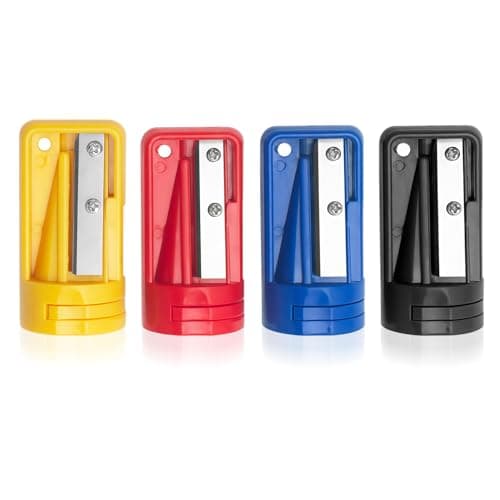 Image of XNFUOE 4pcs Multicolor Carpenter Pencil Sharpener Manual Portable Woodworking Pencil Sharpeners Handheld Pencils Sharpeners Narrow Sharpening Tool for Woodworking Office (4 Color)