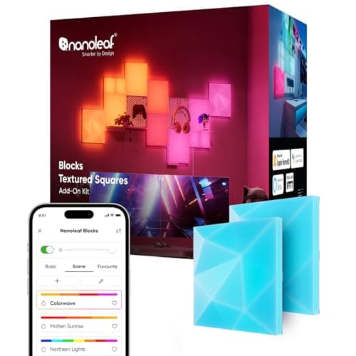 Image of Nanoleaf Blocks Expansion Kit | 2 Textured Squares, 3D Multi-Faceted RGBW Color-Changing Light Panel, Adjustable Colour Temperature 1200K-6500K, Soft Lighting (23.1 x 23.1 cm Each)