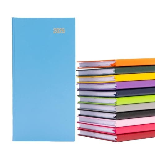 Image of evelay 2026 Slim Diary Week to View - Hardback Pocket Planner 16.5cm x 9cm - Compact Lightweight Organiser Journal with Ruled Pages (Sky)