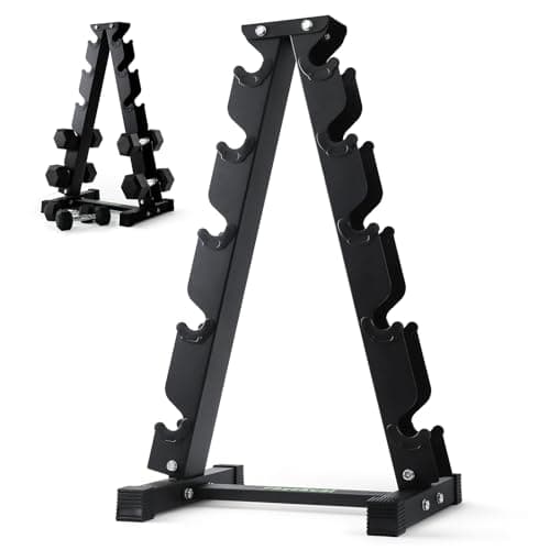 Image of PhysKcal Dumbbell Rack Heavy Duty Steel 350kg Load Bearing, 5-Tier Weights Storage Dumbbell Stand, Dumbbell Tree Stand Weights Holder for Home Gym Exercise Fitness Equipment