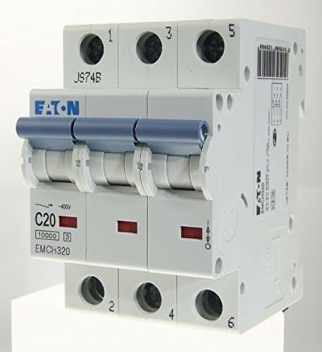 Image of Eaton 20 AMP Type C 10 KA MCB Circuit Breaker Triple 3 Pole 400V EMCH320 AL82F