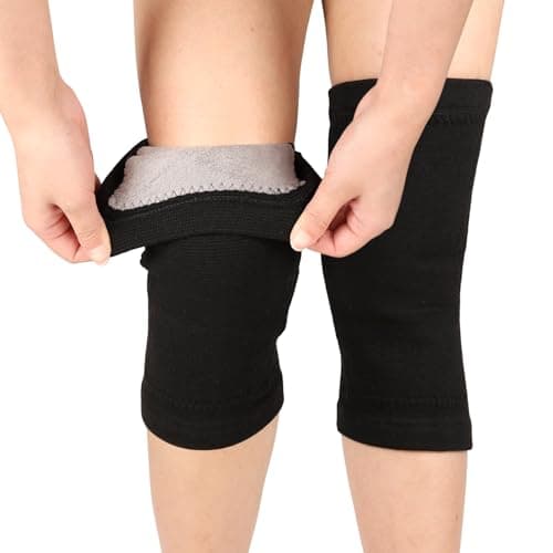 Image of viiotu Knee Warmers for Women Men,Soft Thermal Knee Sleeve with Warm Lining Stretchy Knit for Arthritic Night Sleep Elders Gift (Black, M)