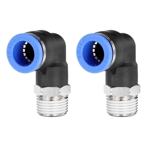 Image of sourcing map 2pcs 90 Push to Connect Fittings 3/8" NPT Male Thread x 12mm ID Elbow Fitting Quick Connect Air Hose Pneumatic for Water Gas Oil Pipe