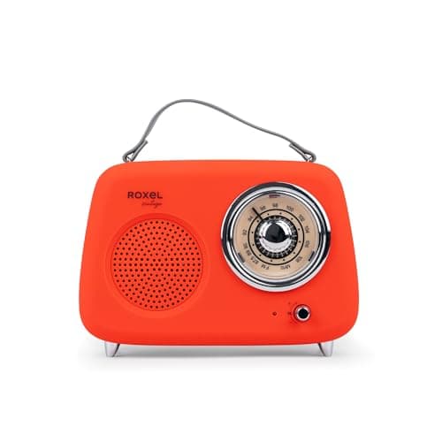 Image of Roxel RFM01 Retro FM Radio Party speaker – Timeless Design, Superior Sound, FM Radio, MP3 Playback & Wireless BT Streaming, Perfect as a Gift (Red)