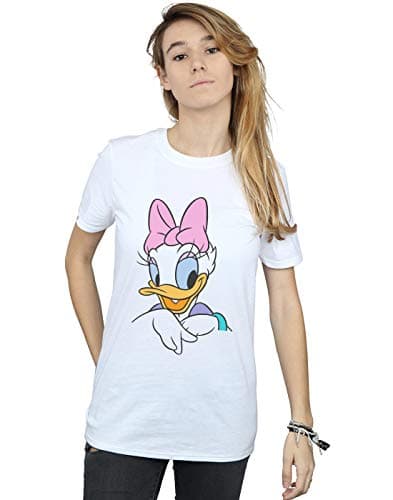 Image of Disney Women's Daisy Duck Big Portrait Boyfriend Fit T-Shirt White XXX-Large