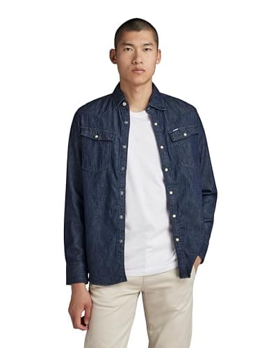 Image of G-Star Men's Unisex 3301 Slim Shirt, Blue (rinsed D12697-D013-082), XS