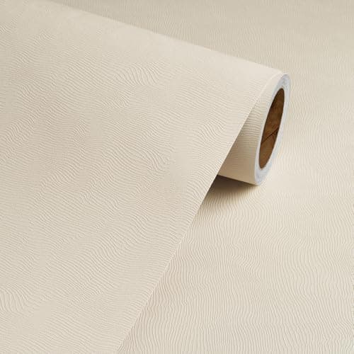 Image of Livelynine Beige Wallpaper for Living Room Textured Self Adhesive Wallpaper for Bedroom Beige Cream Warerproof Vinyl Wrap for Furniture Stickers Self Adhesive Contact Paper for Cupboards 40CMx2M