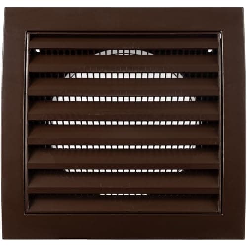 Image of Vent Systems 100 mm / 4" Inch Brown Plastic Vent Cover – Durable Louvered Wall Exhaust Grille with Built-in Mesh Screen – HVAC Outlet for Bathroom, Kitchen, Garage, Home Improvement - Outdoor Use