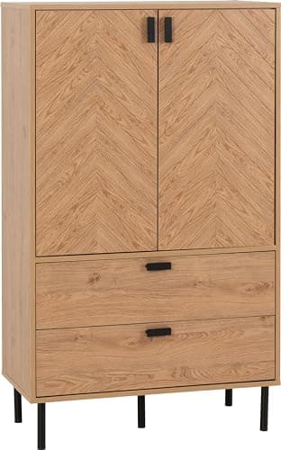 Image of Seconique Leon 2 Door 2 Drawer Cabinet in Medium Oak Effect