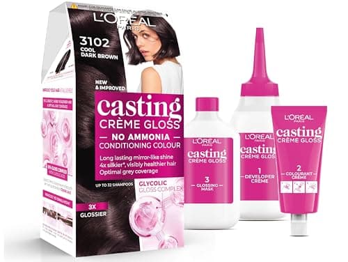 Image of L'Oréal Paris Casting Crème Gloss, Semi-Permanent Hair Dye, Radiant & Natural Colour, No-ammonia, Semi-Permanent Hair Colour Lasts 32 Washes, Shade: 3102 Cool Dark Brown