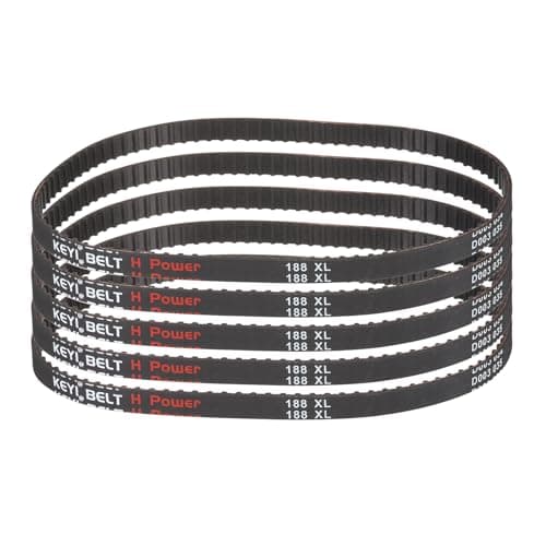Image of sourcing map 5pcs 188XL 037 Timing Belt 94 Teeth Rubber Geared Cogged Belt, 0.37" Width, 0.20" Pitch Mechanical Replacement Belts