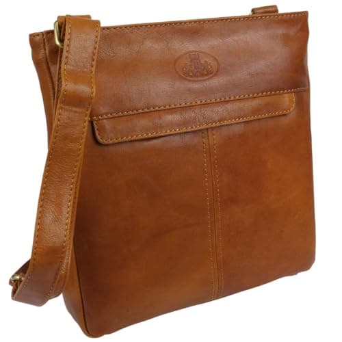 Image of Rowallan of Scotland Leather Unisex Cross Body Bag Supatra Range (Tan)