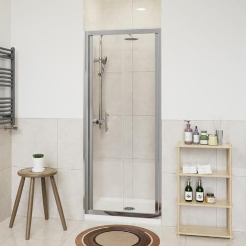 Image of NRG 760 x 1900mm Bathroom Bi- Fold Shower Door Shower Enclosures Chrome Framed 6mm Glass