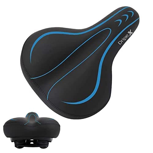 Image of Dripex Gel Bike Seat - Comfort Universal Cycle Saddle Wide Cushion Pad Waterproof for Women Men - Fits MTB/Road/Spinning Exercise Bikes