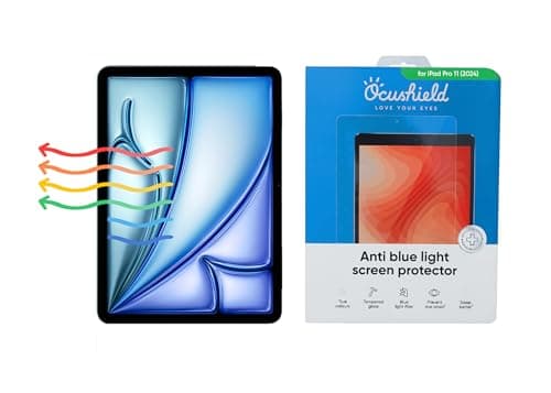 Image of Ocushield Anti Blue Light Screen Protector for iPad Air 11" (2024-2026) - 9H Tempered Glass Filter Blocks UV & Blue Light, Anti-Glare, Anti-Bacterial, Designed by UK Optometrists