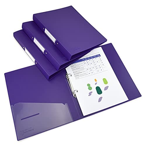 Image of Rapesco 1663 2-Ring Binder with Antibacterial Protection, 35 mm Spine, A4, Purple, Pack of 4
