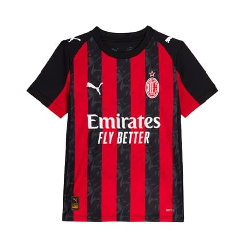 Image of PUMA Kids AC Milan Home Shirt 2025 26 Juniors Short Sleeve Red/Black 9-10 Years