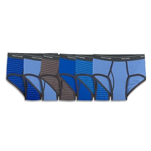 Image of Fruit of the Loom Men's 6-Pack Fashion Brief Underwear, 6 Pack-Assorted Stripe/Solids, XL (Pack of 6)