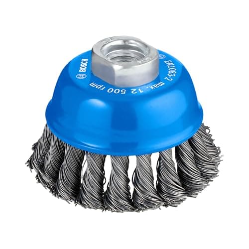 Image of Bosch 1x PRO Steel Longlife Cup Brush, Knotted Wire for Small Angle Grinder and M14 Thread (for Steel, Ø 75 mm, Professional Accessory Small Angle Grinder)