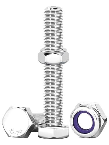 Image of Drenky Nuts & Bolts Assortment - 10 Pcs M10 x 50mm Stainless Steel Hex Bolts and Lock Nuts Set for Machinery, Furniture, Car, Bike, Ship, 3D Printing