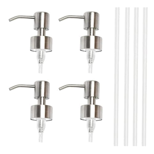 Image of 4 PCS Soap Dispenser Pump,Liquid Soap and Lotion Dispenser Pump Replacement Parts,Universal,Suitable for Kitchen and Bathroom Accessories (Silver)
