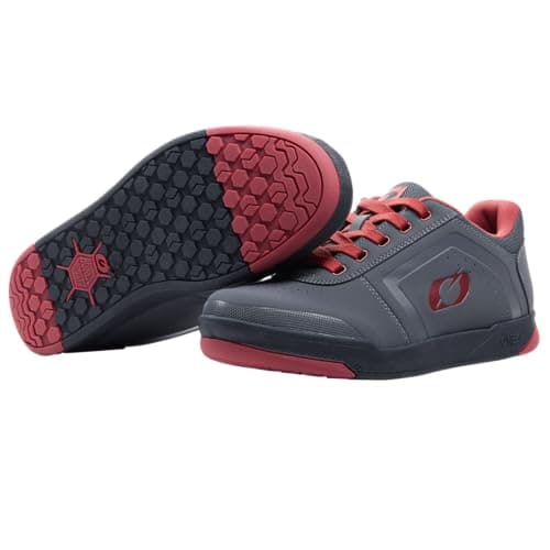 Image of O'NEAL | Mountain Bike Shoes | MTB Downhill Freeride | Vegan | Balance Between Grip and Foot repositioning, Honeycomb Sole Structure | Pinned Flat Pedal V.22 Shoe | Adult | Grey Red | 46