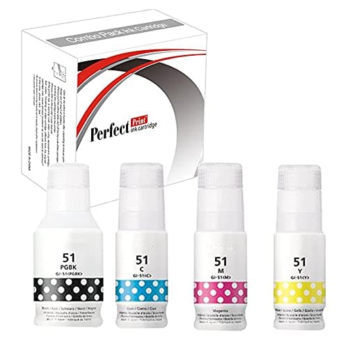 Image of PP PerfectPrint Compatible Ink Bottle Replacement for Canon Pixma G1520 G2520 G2560 G3520 G3560 G1560 GI-51 (Black, Cyan, Magenta, Yellow, 4-Pack)