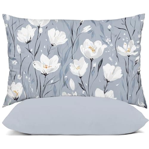Image of YIYEA Pillow Cases Queen Size Set of 4, Ultra Soft Double Brushed Microfiber Pillowcases, Vibrant Floral Pillow Cases, Luxury Embroidered Bed Pillow Covers, Envelope Closure, 20"x30"