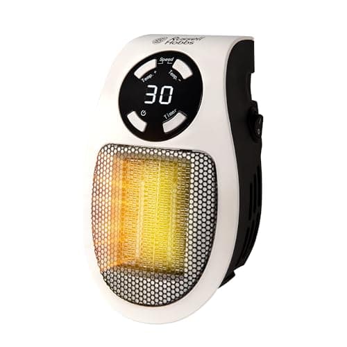 Image of Russell Hobbs RHPH2001 500W Ceramic Plug Heater, Adjustable thermostat, 12 Hour Timer & LED Display, 2 Fan Speeds, 2 Year Guarantee, White