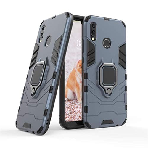 Image of MRSTER Huawei Y7 2019 Case, Heavy Duty Armor Dual Layer Shock Resistant Hybrid Protective Case Cover with Ring Holder Kickstand for Huawei Y7 2019. HB Blue